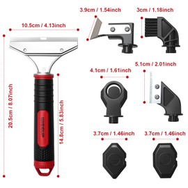 WISEUP Caulking Tool，6 in 1 Caulk Remover Tool with Grout Scraper，Brush，Caulking Tool Kit for Kitchen,Bathroom,Window,Door