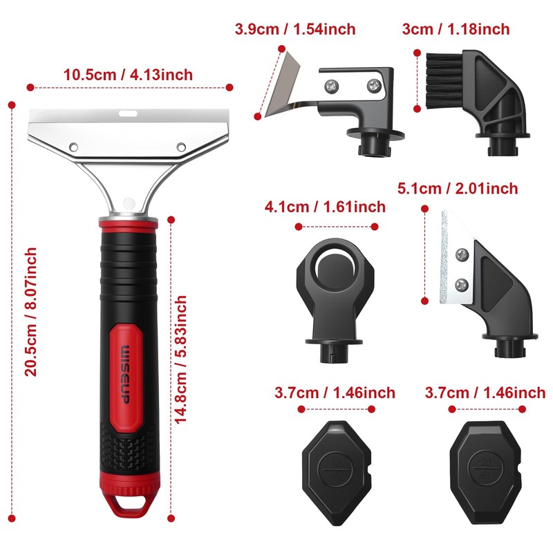 WISEUP Caulking Tool，6 in 1 Caulk Remover Tool with Grout
