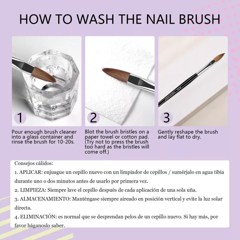 Saviland 5 Pinceles Acrílico Para Uñas #4 #6 #8 #10