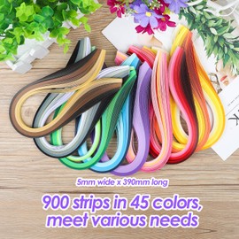Hyber&Cara Paper Quilling Tools Set 19 Pcs Quilling Kit for DIY Paper Craft Including 45 Colors 900 Strips Quilling Template Mould Board