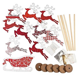 Set of 6 Flying Reindeer Figurines DIY Craft Kit