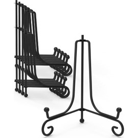Iron Display Stand 10 Packs, 8 Inches Plate Stand Picture Stand Photo Stand for Display, Black Foldable Easel Stand Holder for Photo Frame, Artwork, Collection, Decorative Plate, Book, Office