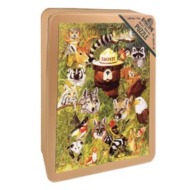 Jigsaw Puzzle 1000 Pieces by Rivers Edge Products in Tin for Adults, Teenagers, and Kids, Unique Smokey The Bear Puzzle, 28 by 20 Inches, Smokey and Friends