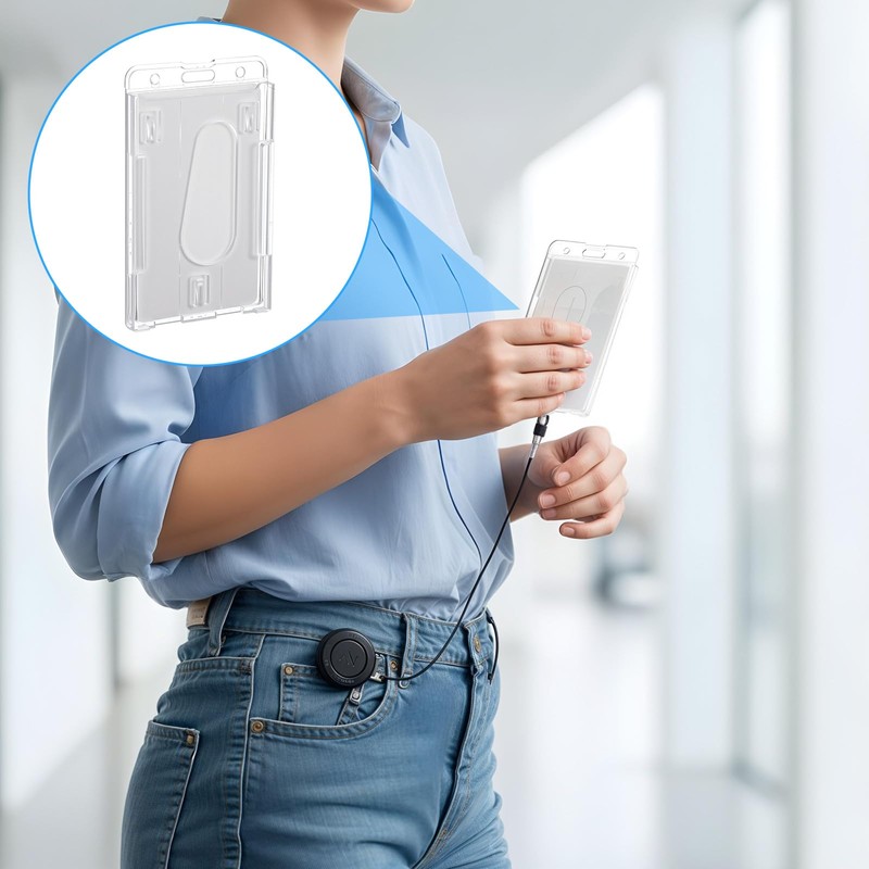 25 Pack Vertical 2-Card Badge Holder, Heavy Duty Hard Plastic