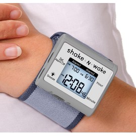 Tech Tools Vibrating Alarm Clock - Shake N Wake - Silent Alarm Wristband Watch - with Dual Alarms (Grey)