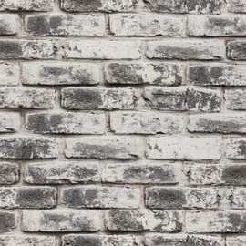 Anmon Gray Brick Wallpaper Faux Textured Brick Wall Paper,Black Brick Peel and Stick Wallpaper 17.7" x 118",Self Adhesive Vinyl Film Removable Wallpaper Fireplace Kitchen Backsplash Decor