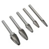 5pcs Carbide Burrs Single Cut Rotary File with 6mm/0.24in Shank