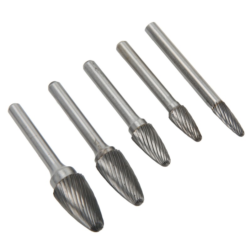5pcs Carbide Burrs Single Cut Rotary File with 6mm/0.24in Shank