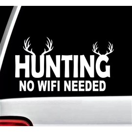 Bluegrass Decals Deer Hunting No Wifi Needed Decal Sticker for Car Window Deer Antlers BG 111