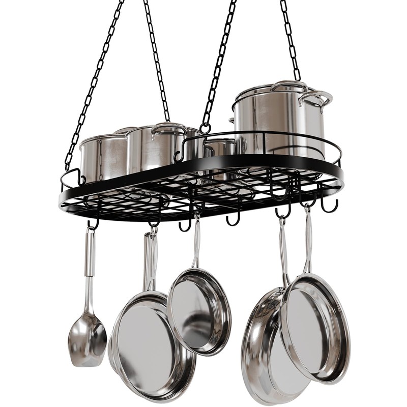 24.4” Metal Pot Rack Hanging, Oval Pan Rack Hanging with
