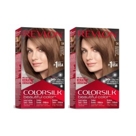 Revlon 2 Pack Revlon Colorsilk Beautiful Color Hair Dye Light Golden Brown Keratin #54