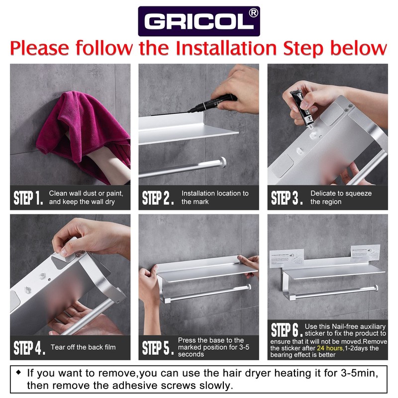 Gricol Kitchen Roll Holder Wall Mount for Paper Rolls Kitchen