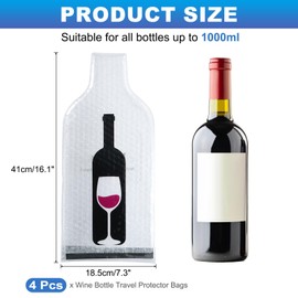 uxcell 4Pcs Wine Bottle Travel Protector Bags with Bottle Motif for Transport(White)