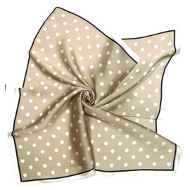 Shanlin Silk Feel Polka Dots Square Scarves 27" X 27”(Polka Dots Khaki)
