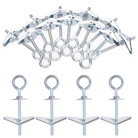 Glarks 15pcs M6 O-Shaped Eye Bolt Toggle Anchors Set for Drywall, Toggle Bolts, Butterfly Anchors, Spring Toggle Wing Bolts for Ceiling, Sheetrock, Hollow Wall