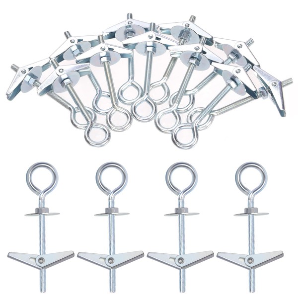 Glarks 15pcs M6 O-Shaped Eye Bolt Toggle Anchors Set for