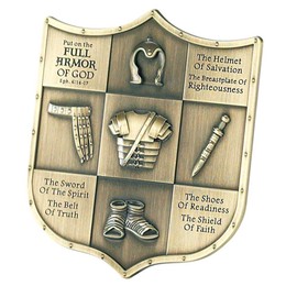 Full Armor of God Ephesians 6 Shield Shape 3.5 inch Table Top Sign Plaque