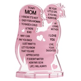 Gifts for Mom, Mom Birthday Gifts from Daughter,Acrylic Sign Plaque, Mothers Day Christmas Valentines Birthday Gifts for Mom- Pink Color