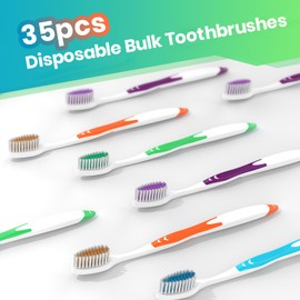 Frekare Bulk Toothbrushes 35 Pack, Individually Wrapped Toothbrushes Pack for Adults & Kids, Disposable Toothbrush Medium Soft for Travel, Donations, Hotels