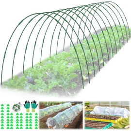 60 Pcs Garden Hoops for Raised Beds, 12 Sets Greenhouse Hoops Grow Tunnel Rust-Free Fiberglass Hoop House Kit, Plant Support Garden Stakes Hoops Frame for Netting Shade Cloth Row Cover Garden Supplies