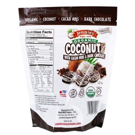Jennies Organic Coconut Bites with Cacao Nibs, 5.25oz Glten Free, Non-GMO, Peanut Free, Kosher (2)