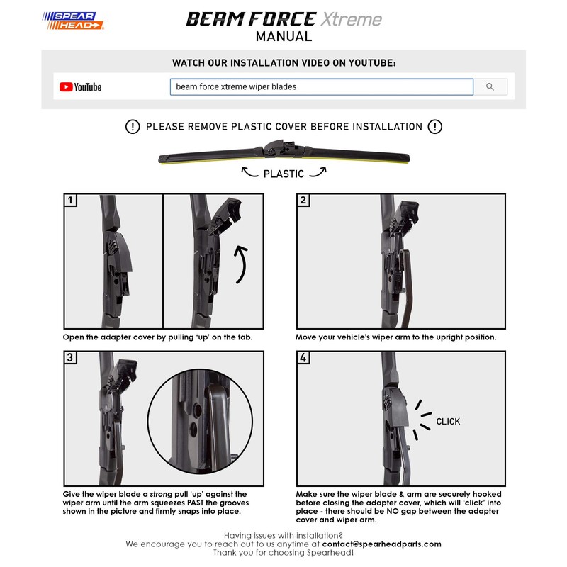 Spearhead Beam Force XTREME 28”+14” Wiper Blades w/Japanese Fukoku Rubber