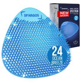 Urinal Screen Deodorizer (24 Pack) - Urinal Cakes - Fresh 3d Wave Anti-Splash - Odor Protection for Toilets in Bathroom Office Stadiums Schools with Free Gloves - 24 pcs Blue Spectrum Model