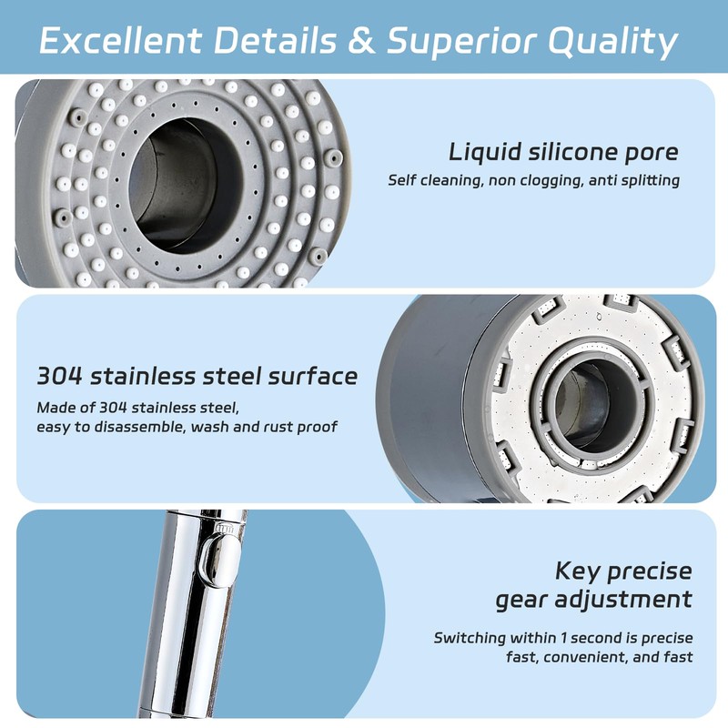 10-Function High Pressure Handheld Shower Head with Filter Built-in Pause