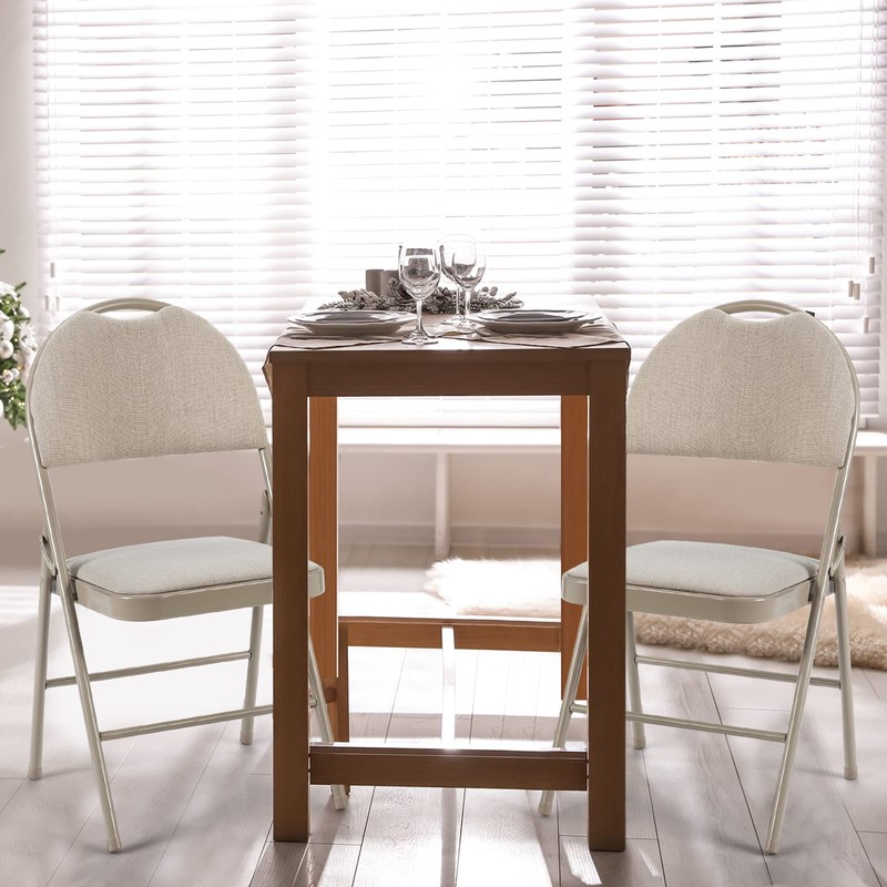 COSTWAY Padded Folding Chairs 6 Pack, Portable Steel Frame Dining