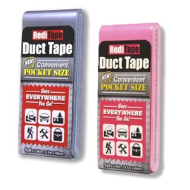 RediTape Travel Size Duct Tape Colors 2-Pack (Silver & Bubble Gum Pink) - Pocket Size Flat Mini Roll - for Repairs Outdoors Emergency Crafts - 1.88 inch x 5 Yards per Pack