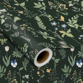 FYSUIMU Floral Wrapping Paper -Mini Roll- 17In x 32.8Ft Wildflower Gift Wrap Paper for Spring Wedding Bridal Shower Birthday Party Wrapping Supplies