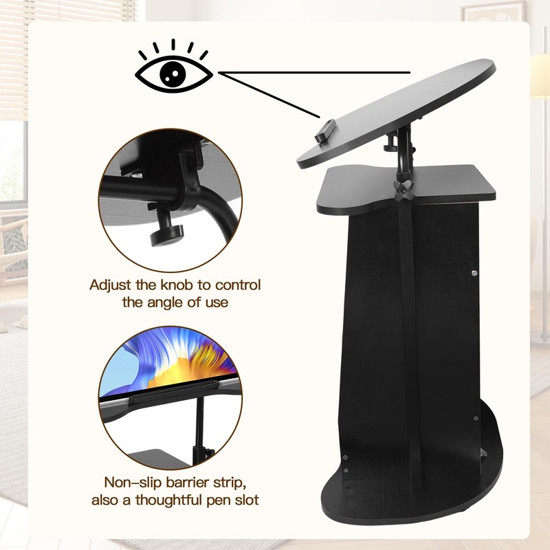 tonchean Lectern Podium Stand with Wheels Mobile Height Adjustable Church