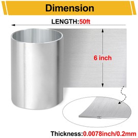 Vigorous 6in x 50ft Aluminum Flashing, 0.2mm Waterproof Metal Roofing Panels,1060 Aluminum Flashing Roll for Roof Flashing, Stains Moss and Mildew Prevention, Sealing Windows Doors, DIY Craft