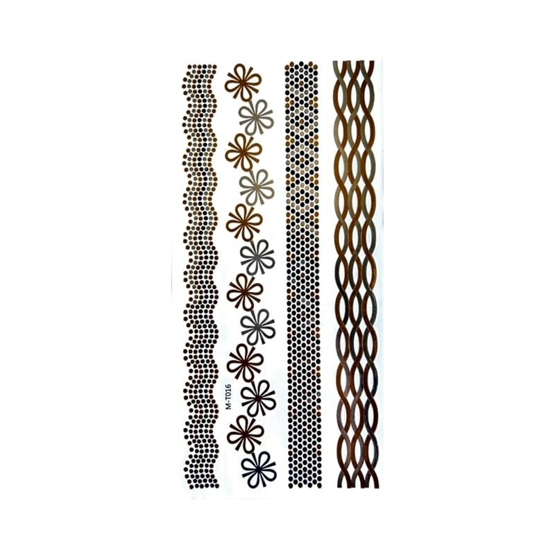 5 Sheets Temporary Gold and Silver Tattoos Feather Tattoo Bracelet