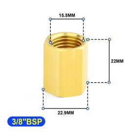 TAILONZ PNEUMATIC Brass Hexagon Socket Fitting for Connections, 3/8 inch Female Pipe (Pack of 2)