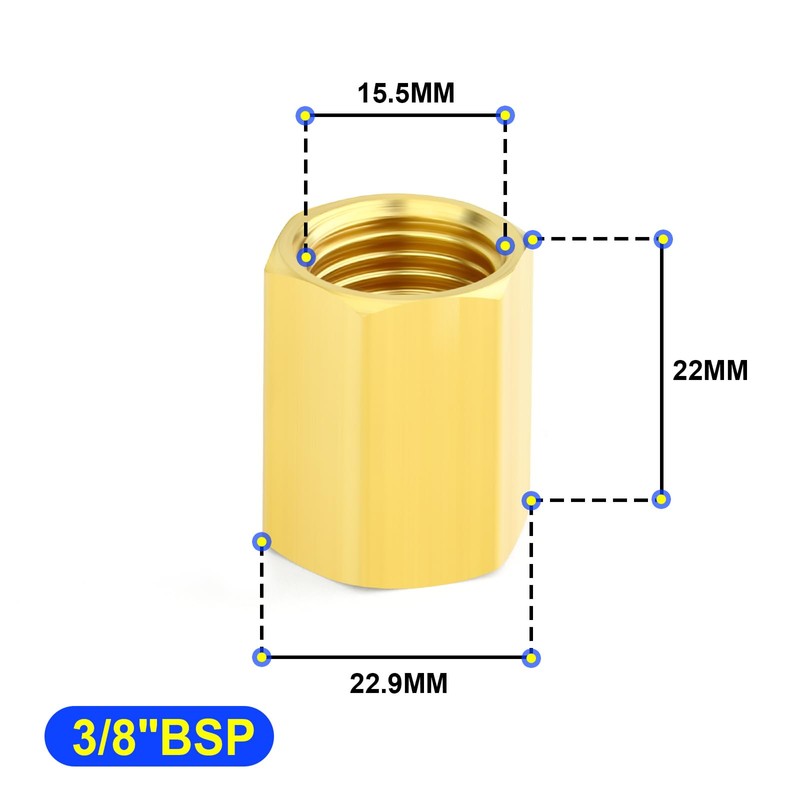 TAILONZ PNEUMATIC Brass Hexagon Socket Fitting for Connections, 3/8 inch