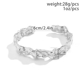 Chunky Gold Geometric Cuff Bracelets for Women, Dainty Liquid Open Bangles Melted Lava Bracelets Trendy Anniversary Holiday Jewelry Accessories (Silver)