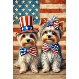BlissYard Patriotic 4th of July Yorkie Dog Garden Flags 12x18 Double Sided American US Flag for Outside Yard Lawn Décor Fourth of July Outdoor Decorations for Independence Day Memorial Day