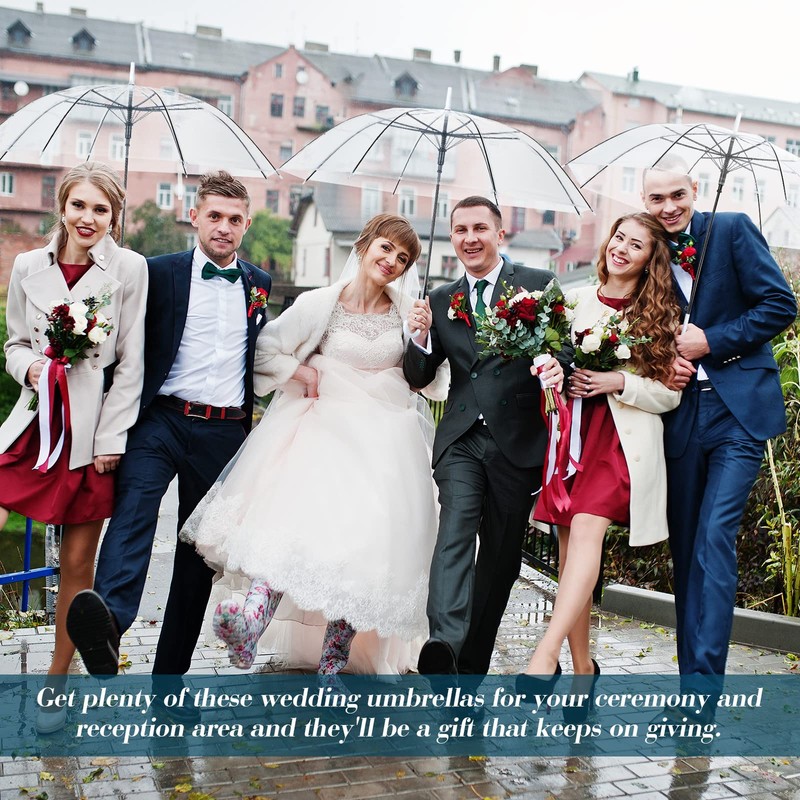 10 Pack Clear Wedding Umbrellas Auto Open Windproof Clear Umbrella