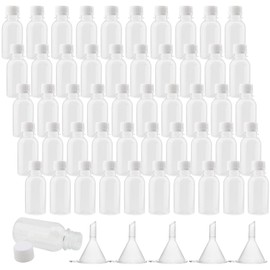 DAKFOOK 50 Pack 100ml Travel Bottles, Clear Plastic Bottles with Lids and 5 Funnels, Empty Refillable Travel Bottles Containers for Shampoo, Conditioner, Lotion