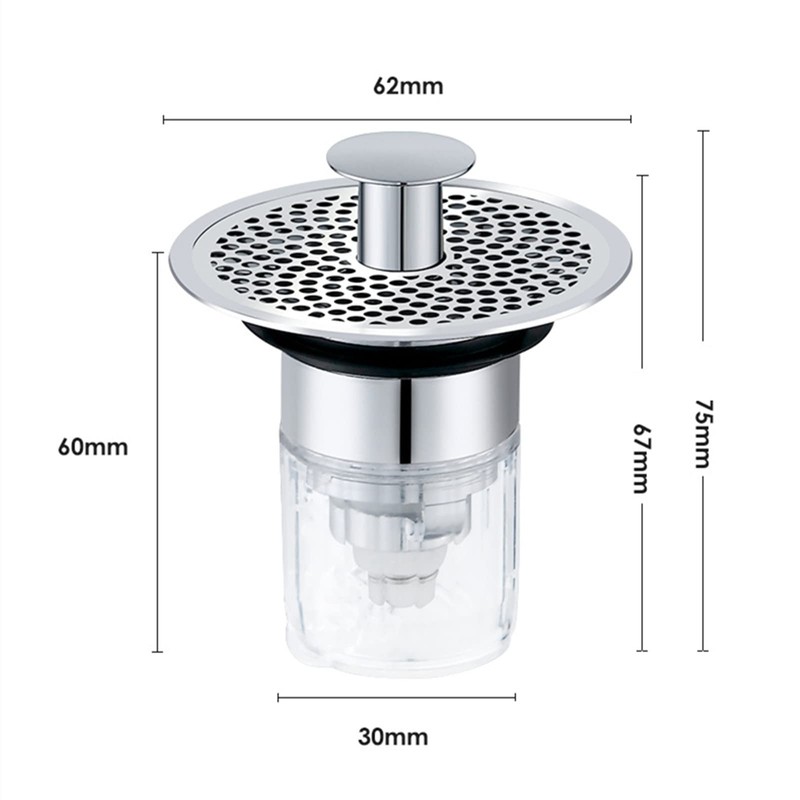 Bathroom Sink Plug with Hair Strainer, Universal Pop Up Drain