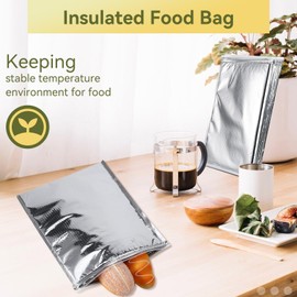Insulated Bag,Insulated Food Bag,3 Types 5pcs/Set Aluminum Foil Insulated Food Storage Bag Silver Thermal Cooler Bag with Zipper Design for Picnic, Lunch, Travel, Camping,25 x30cm