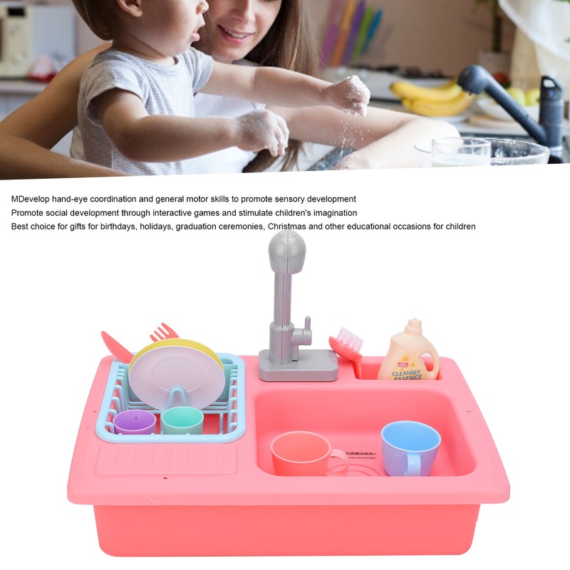 Kids Kitchen Toys Simulation Electric Dishwasher Sink Pretend Play Educational