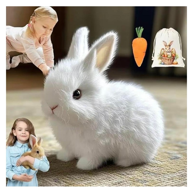 My Realistic Bunny Toy, InteractiveBunny Realistic Bunny-Jumping,Twitching,And Shaking Ears, BunbiRealistic