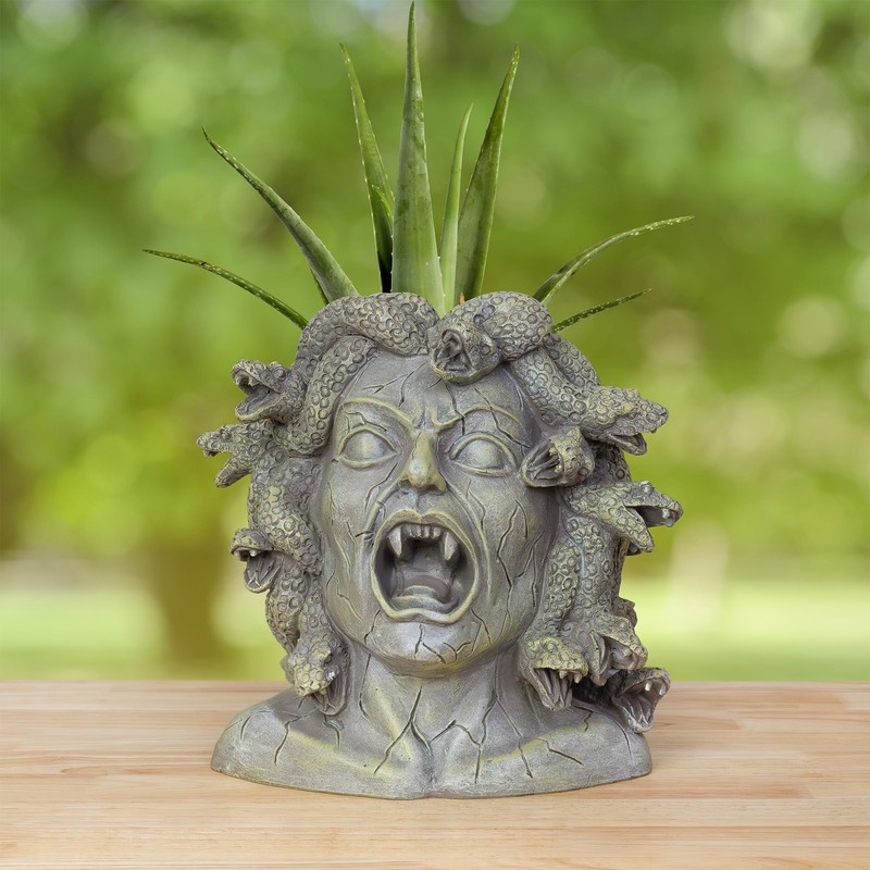 Darware Resin Medusa Head Planter, Large Garden Decor Statue Flower
