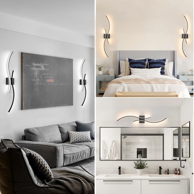 CANEOE Modern Wall Sconce Set of Two with Remote Control,