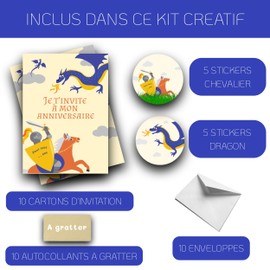 Creative Set of 10 Anniversary Invitation Cards - Seal - 10 Cards, 10 White Envelopes, 10 Stickers and 10 Gold Scratch Stickers