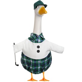 Aliceset Golfer Goose Outfit for 23" Lawn Porch Goose Statue Decorations Teeing Off Golfer Costume with Golf Clubs and Hat for Garden Patio Statue Art Decor