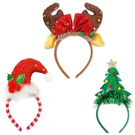 Dusenly Christmas Headbands, Christmas Tree, Reindeer Headband, Christmas Hat, Headwear, Headband for Christmas, Holiday, Party, Decoration