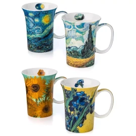 McIntosh Trading Van Gogh Mugs Set of 4 Fine China 12 oz Microwave and Dishwasher Safe New